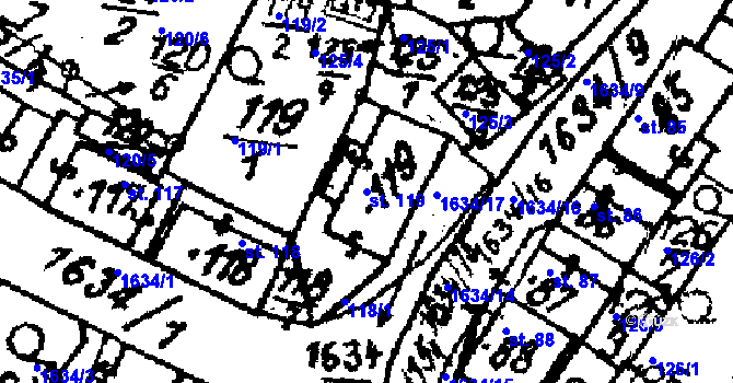 Parcela st. 119 v KÚ Krucemburk, Katastrální mapa