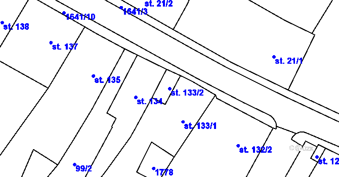 Parcela st. 133/2 v KÚ Krucemburk, Katastrální mapa