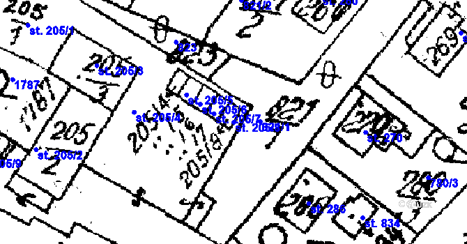 Parcela st. 205/8 v KÚ Krucemburk, Katastrální mapa