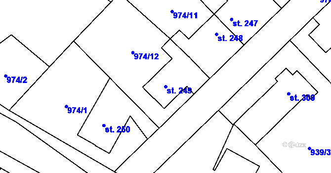 Parcela st. 249 v KÚ Krucemburk, Katastrální mapa