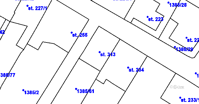 Parcela st. 313 v KÚ Krucemburk, Katastrální mapa