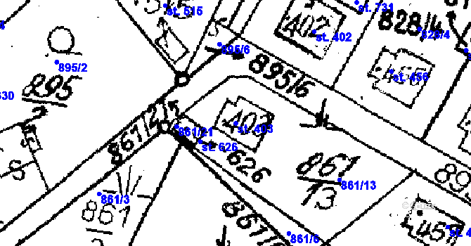 Parcela st. 403 v KÚ Krucemburk, Katastrální mapa