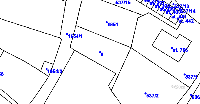 Parcela st. 9 v KÚ Krucemburk, Katastrální mapa