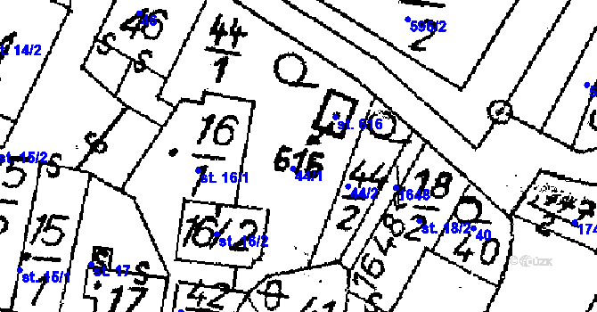 Parcela st. 44/1 v KÚ Krucemburk, Katastrální mapa