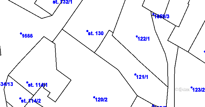 Parcela st. 121/2 v KÚ Krucemburk, Katastrální mapa
