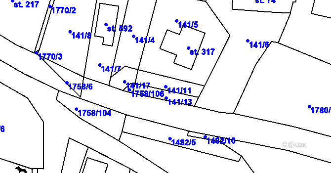 Parcela st. 141/11 v KÚ Krucemburk, Katastrální mapa