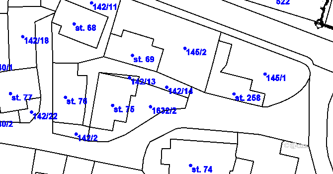 Parcela st. 142/14 v KÚ Krucemburk, Katastrální mapa