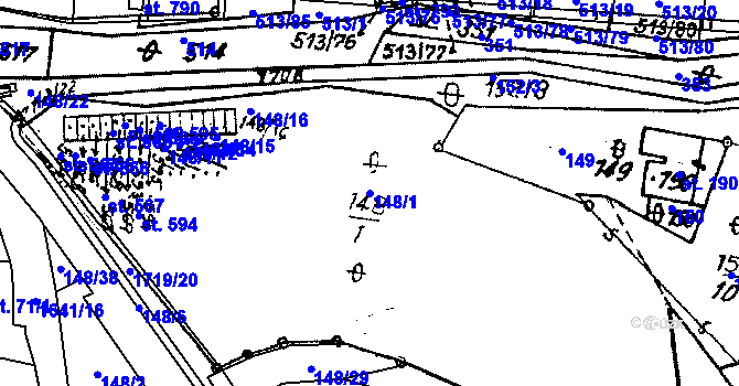 Parcela st. 148/1 v KÚ Krucemburk, Katastrální mapa