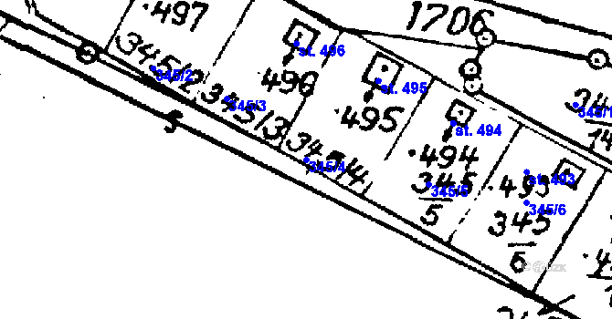 Parcela st. 345/4 v KÚ Krucemburk, Katastrální mapa