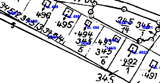 Parcela st. 345/5 v KÚ Krucemburk, Katastrální mapa
