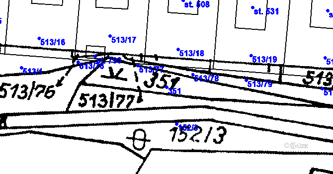 Parcela st. 351 v KÚ Krucemburk, Katastrální mapa