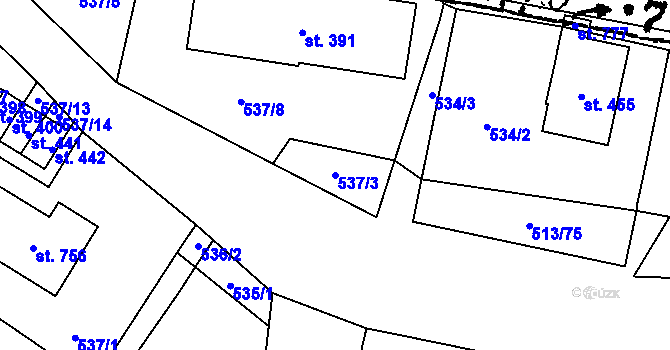 Parcela st. 537/3 v KÚ Krucemburk, Katastrální mapa