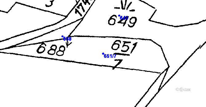 Parcela st. 651/7 v KÚ Krucemburk, Katastrální mapa
