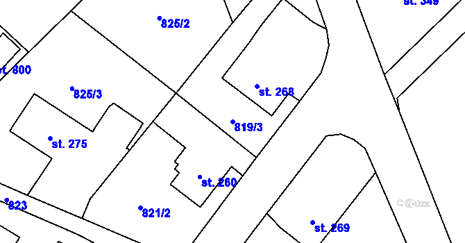 Parcela st. 819/3 v KÚ Krucemburk, Katastrální mapa