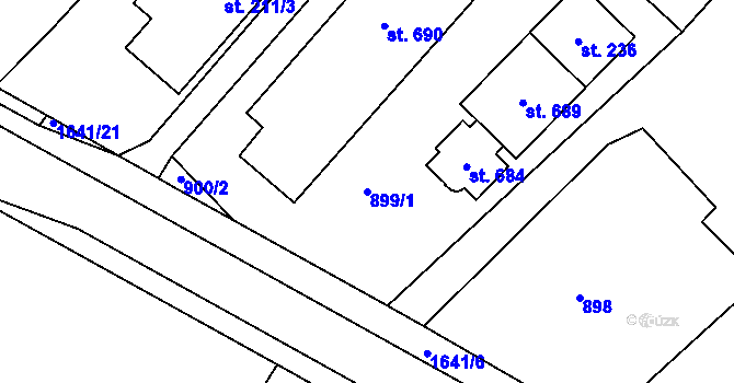 Parcela st. 899/1 v KÚ Krucemburk, Katastrální mapa