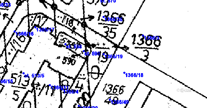 Parcela st. 1366/19 v KÚ Krucemburk, Katastrální mapa