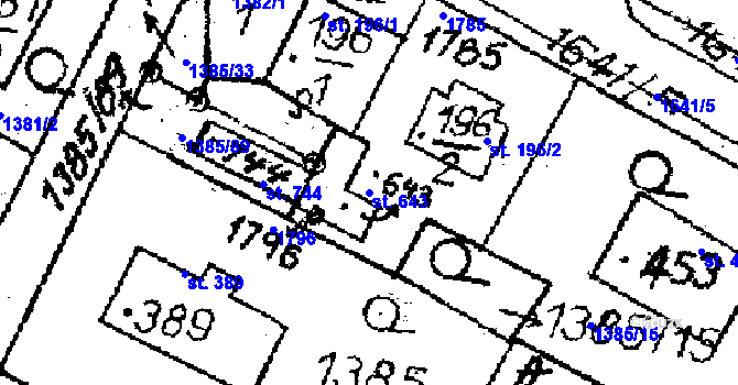 Parcela st. 643 v KÚ Krucemburk, Katastrální mapa