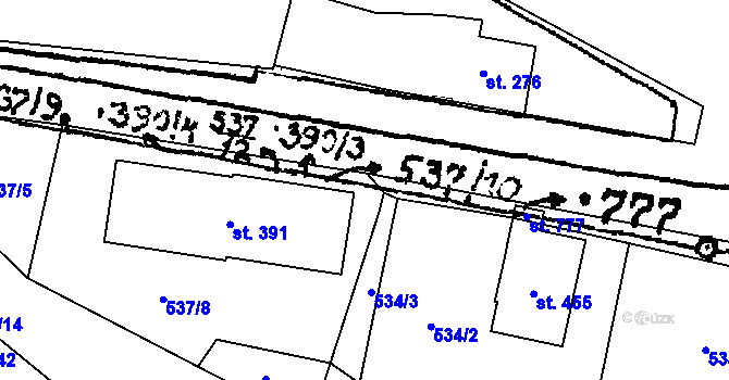Parcela st. 537/10 v KÚ Krucemburk, Katastrální mapa