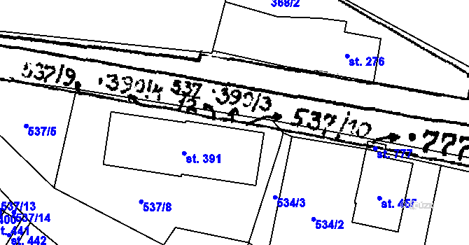 Parcela st. 537/12 v KÚ Krucemburk, Katastrální mapa