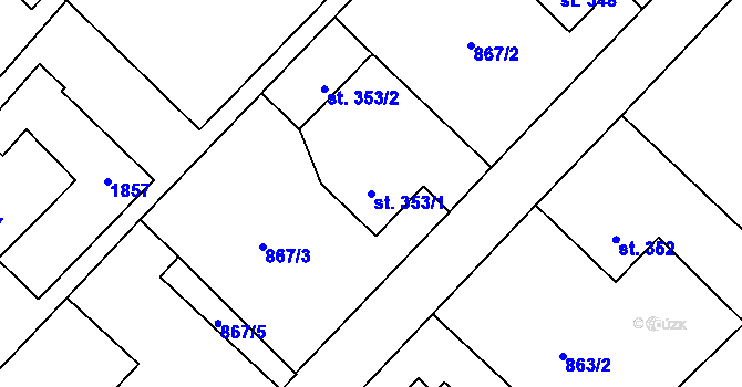 Parcela st. 353/1 v KÚ Krucemburk, Katastrální mapa