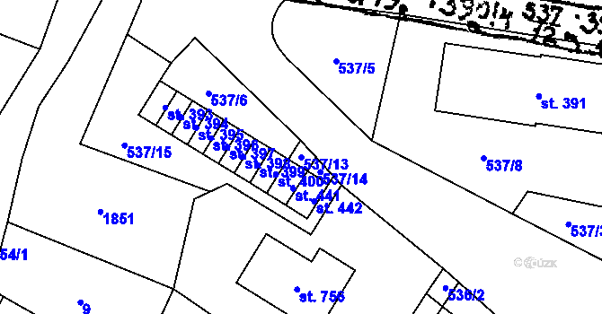 Parcela st. 537/13 v KÚ Krucemburk, Katastrální mapa