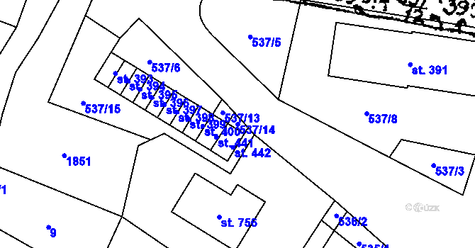 Parcela st. 537/14 v KÚ Krucemburk, Katastrální mapa