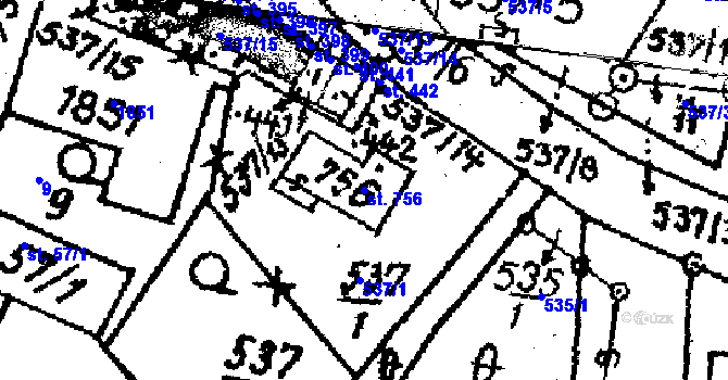 Parcela st. 756 v KÚ Krucemburk, Katastrální mapa