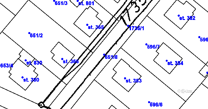 Parcela st. 651/8 v KÚ Krucemburk, Katastrální mapa