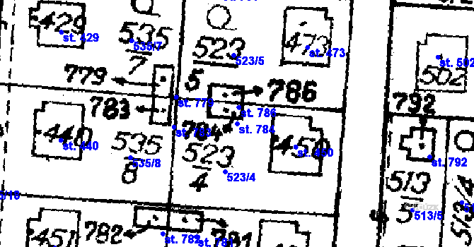 Parcela st. 784 v KÚ Krucemburk, Katastrální mapa