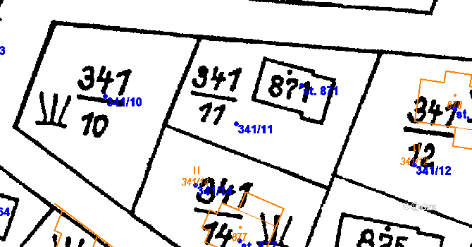 Parcela st. 341/11 v KÚ Krucemburk, Katastrální mapa