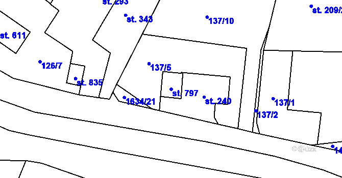 Parcela st. 797 v KÚ Krucemburk, Katastrální mapa
