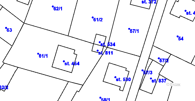 Parcela st. 811 v KÚ Krucemburk, Katastrální mapa