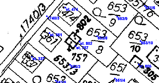 Parcela st. 802 v KÚ Krucemburk, Katastrální mapa