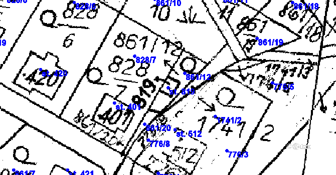 Parcela st. 819 v KÚ Krucemburk, Katastrální mapa