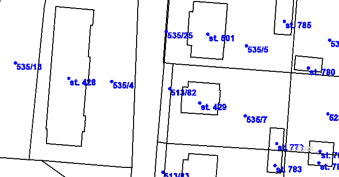 Parcela st. 513/82 v KÚ Krucemburk, Katastrální mapa