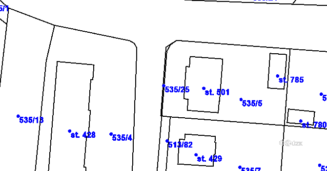 Parcela st. 535/25 v KÚ Krucemburk, Katastrální mapa