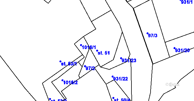 Parcela st. 51 v KÚ Křižovatka, Katastrální mapa