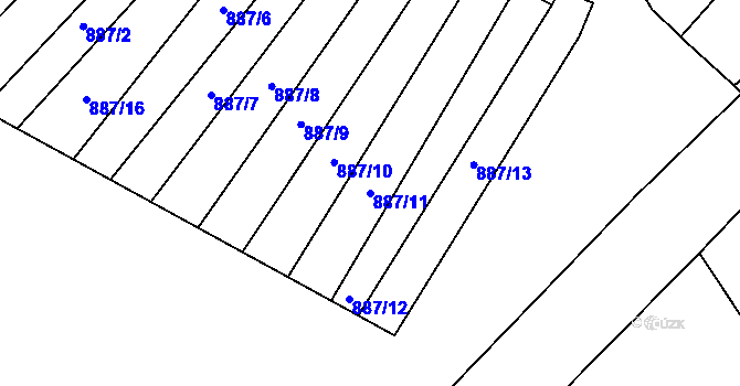 Parcela st. 887/11 v KÚ Křižovatka, Katastrální mapa