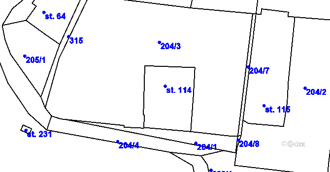 Parcela st. 114 v KÚ Velký Luh, Katastrální mapa