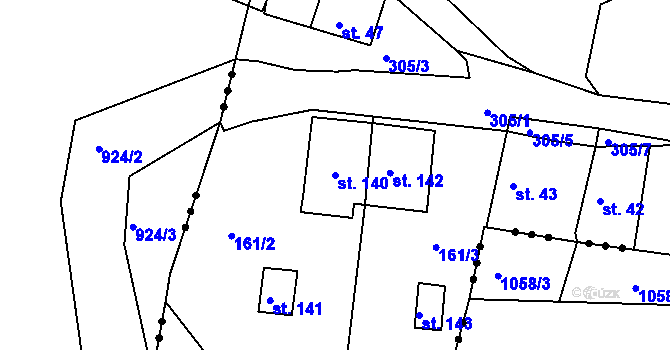 Parcela st. 140 v KÚ Velký Luh, Katastrální mapa
