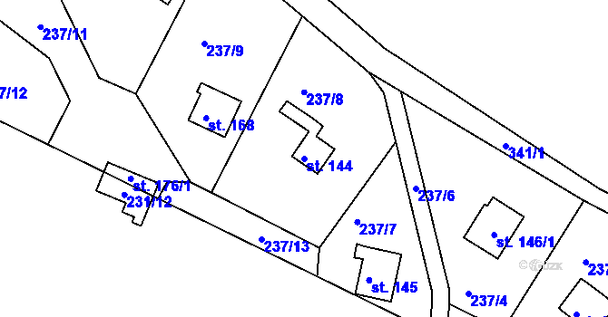 Parcela st. 144 v KÚ Velký Luh, Katastrální mapa
