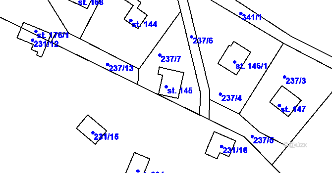 Parcela st. 145 v KÚ Velký Luh, Katastrální mapa