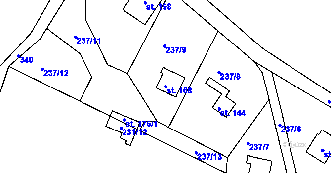 Parcela st. 168 v KÚ Velký Luh, Katastrální mapa