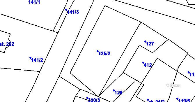 Parcela st. 125/2 v KÚ Velký Luh, Katastrální mapa