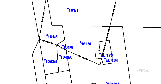 Parcela st. 161/4 v KÚ Velký Luh, Katastrální mapa