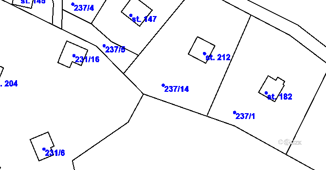 Parcela st. 237/14 v KÚ Velký Luh, Katastrální mapa