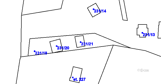 Parcela st. 231/21 v KÚ Velký Luh, Katastrální mapa
