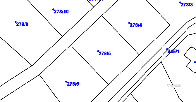 Parcela st. 278/5 v KÚ Křížovice, Katastrální mapa