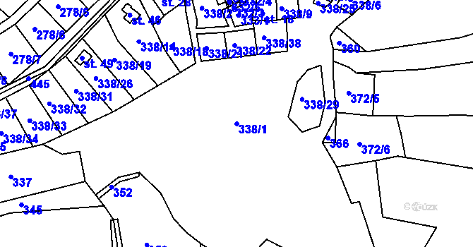 Parcela st. 338/1 v KÚ Křížovice, Katastrální mapa