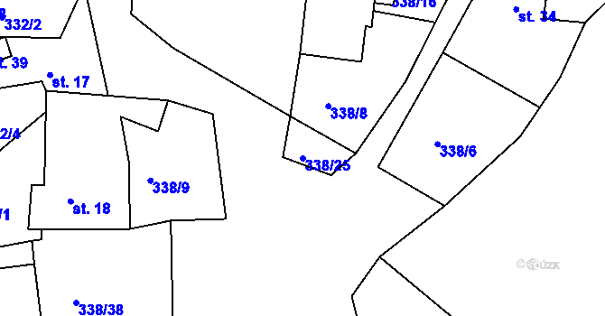 Parcela st. 338/25 v KÚ Křížovice, Katastrální mapa